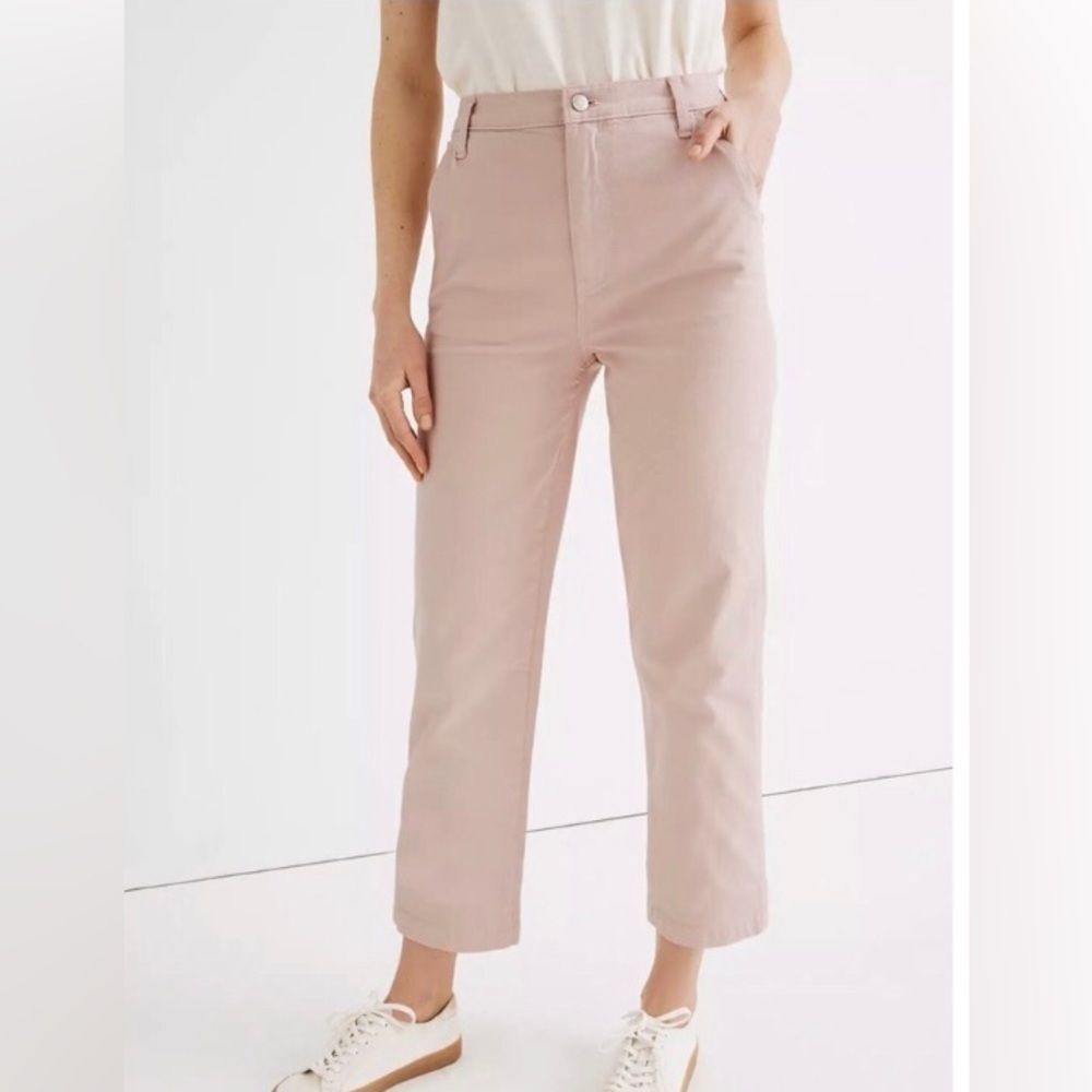 Madewell classic straight high-rise crop pants faded pink 32